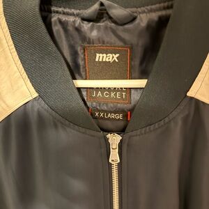 Max Studio Navy and Cream Bomber Jacket